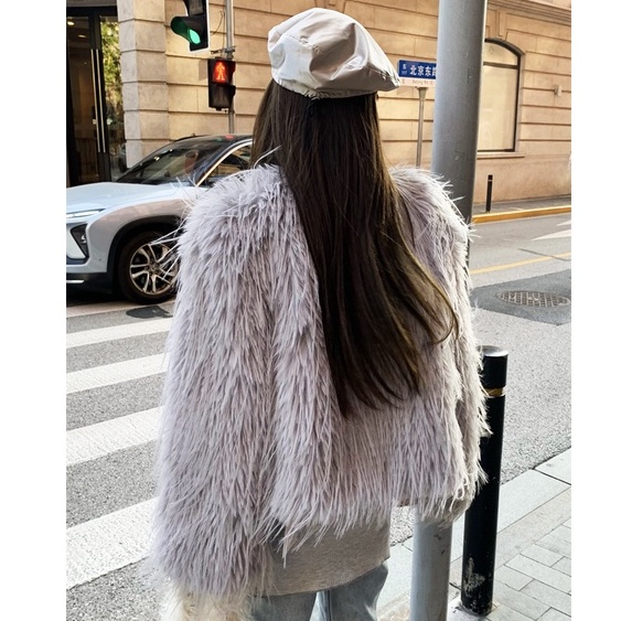 𝐎𝐑𝐃𝐄𝐑. Áo Khoác Lông Sợi Dài Hoang Dã Sexy
