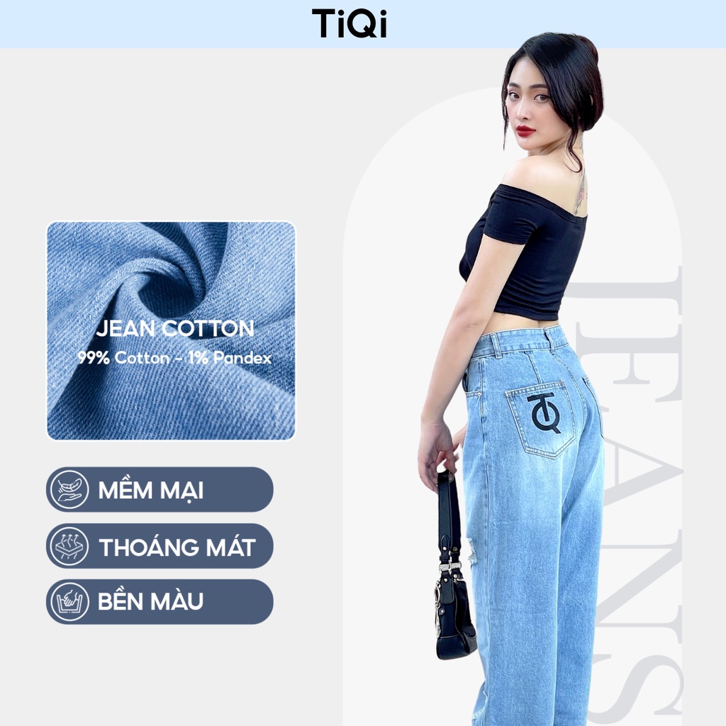 Quần Jean Ống Rộng Nữ Tiqi Jeans Phong Cách Streetwear B2-1891