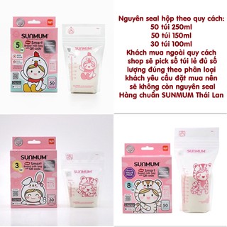 COMBO TÚI TRỮ SỮA SUNMUM DUNG TÍCH 100ml, 150ml và 250ml