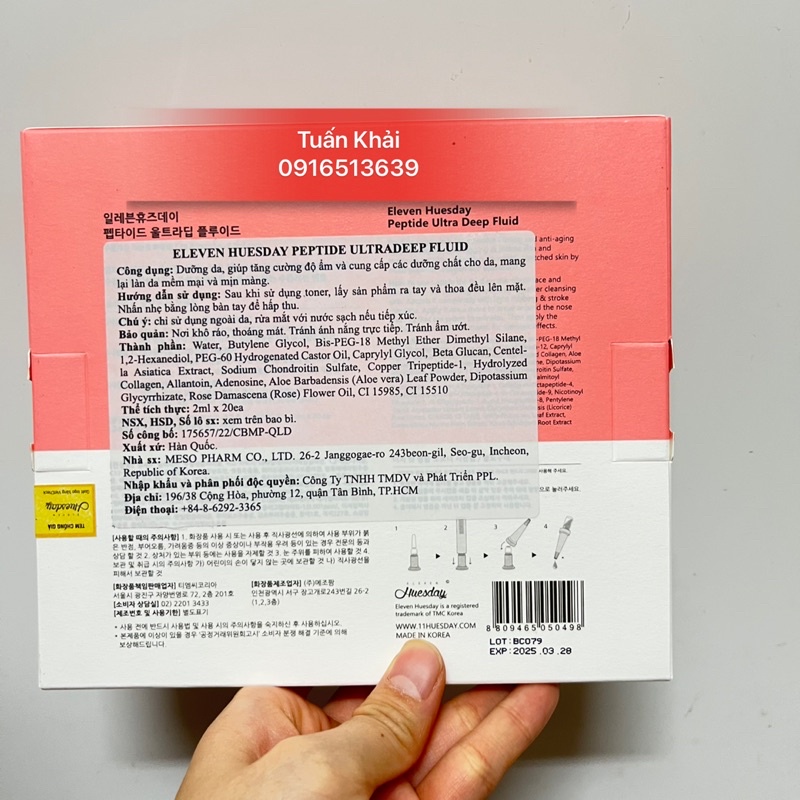 Tinh chất Collagen Eleven Huesday Peptide Ultra Deep Fluid, Dưỡng Trắng, Trẻ Hóa Làn Da - 20 ống