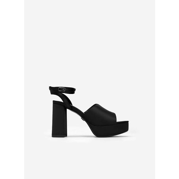 Vascara GIÀY PLATFORM SANDAL SATIN KIỂU DOUBLE ANKLE STRAP - SDN 0729 - MÀU ĐEN