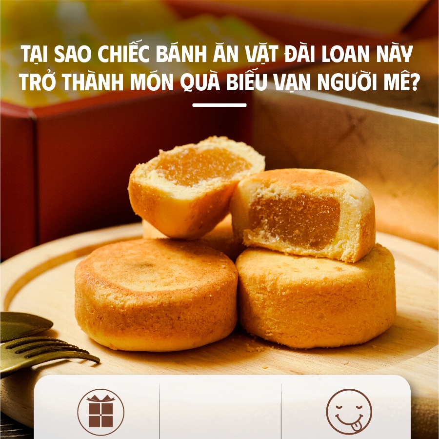 Bánh tô 30g - Bánh dứa -Nhân dưa gang - trái thơm- sầu riêng- vải thiều - Đặc sản Đài Loan