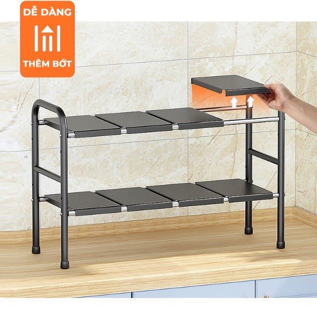 Kệ gầm bếp bồn rửa,Kệ để đồ gia vị, Kệ Giá để nồi bếp 2 tầng Đa chức năng và gọn gàng kệ bếp đa năng