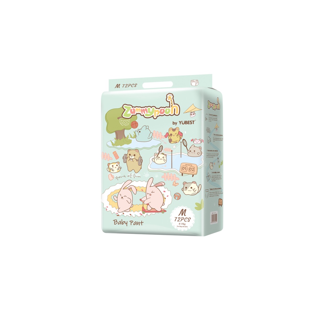 Tã Bỉm Yubest Zummy Pooh bản mới cao cấp 2022 quần/dán đủ size S80, M72, L66, XL60, XXL56, 3XL52