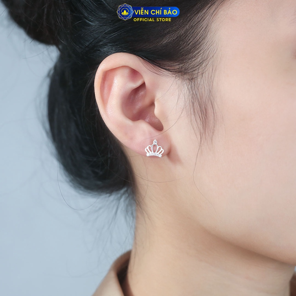 Khuyên tai bạc nữ vương miện mới chất liệu bạc 925 thời trang phụ kiện trang sức Viễn Chí Bảo E048