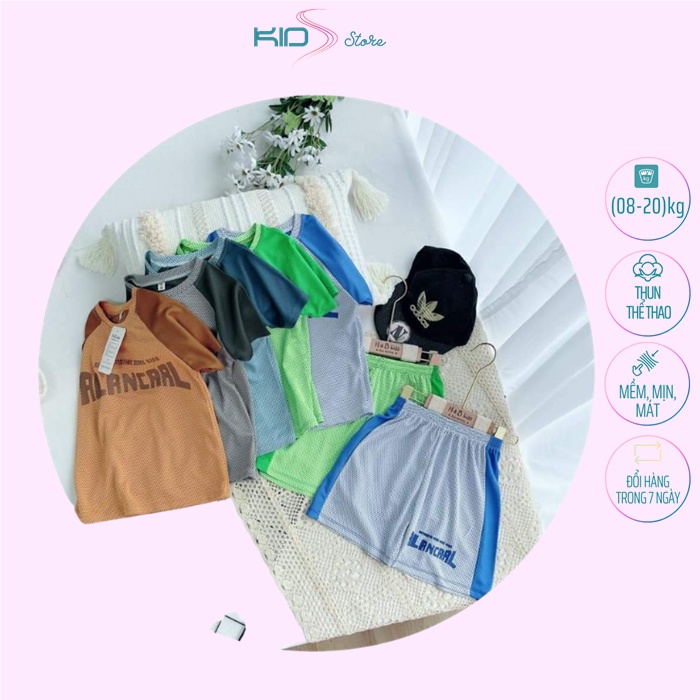 Bộ đùi ngắn tay, đồ bộ cộc tay bé trai 8kg đến 22kg, thun cotton lưới thông hơi, thoáng mát