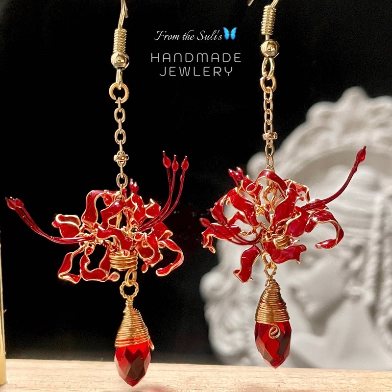 Khuyên tai nữ Bỉ ngạn hoa chế tác thủ công