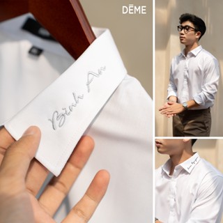 Áo Sơ Mi Thêu Theo Yêu Cầu, Áo Sơ Mi Dài Tay Cotton Cao Cấp Chống Nhăn, Giữ Form Tốt, Quà Tặng Thêu Riêng