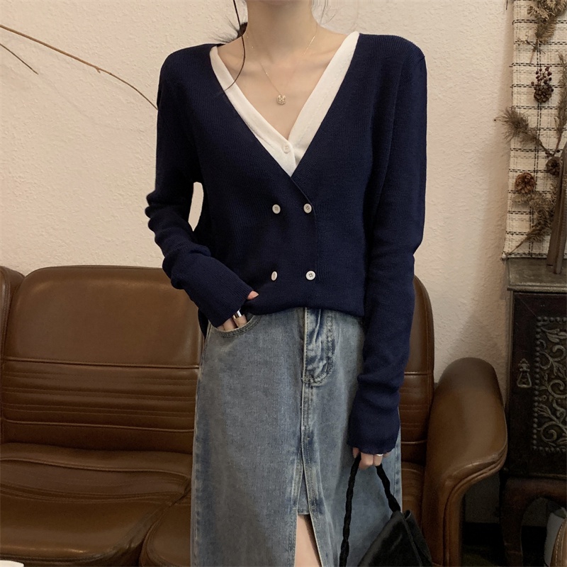 SUXI Áo Len Dài Tay Cổ Chữ V Thời Trang Nữ Tính