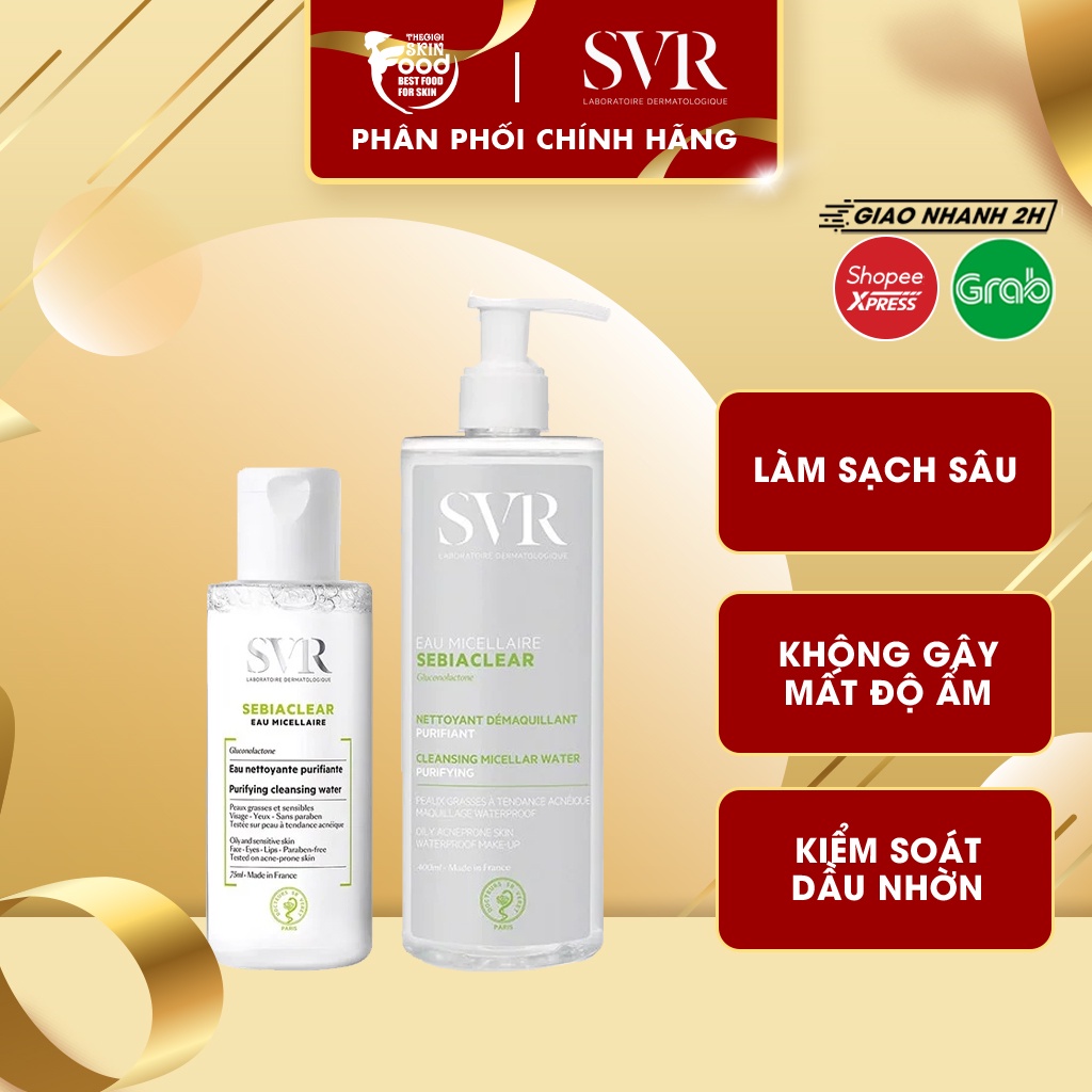 Nước Tẩy Trang Làm Sạch Sâu Loại Bỏ Dầu Nhờn SVR Sebiaclear Eau Micellaire