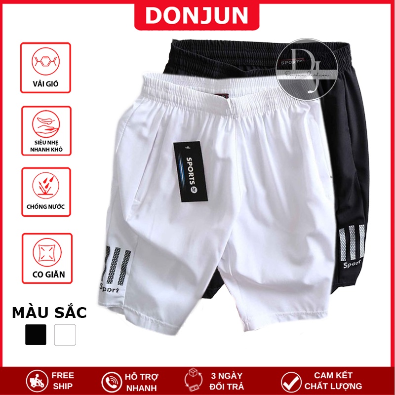 Quần Đùi Nam Vải Gió Form Đẹp Co Giãn 2 Màu: Trắng, Đen