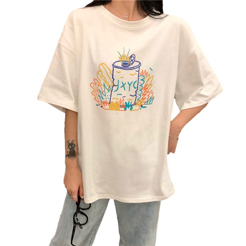 Áo Thun Nữ Tay Ngắn Cổ Tròn In Hình Cá Tính