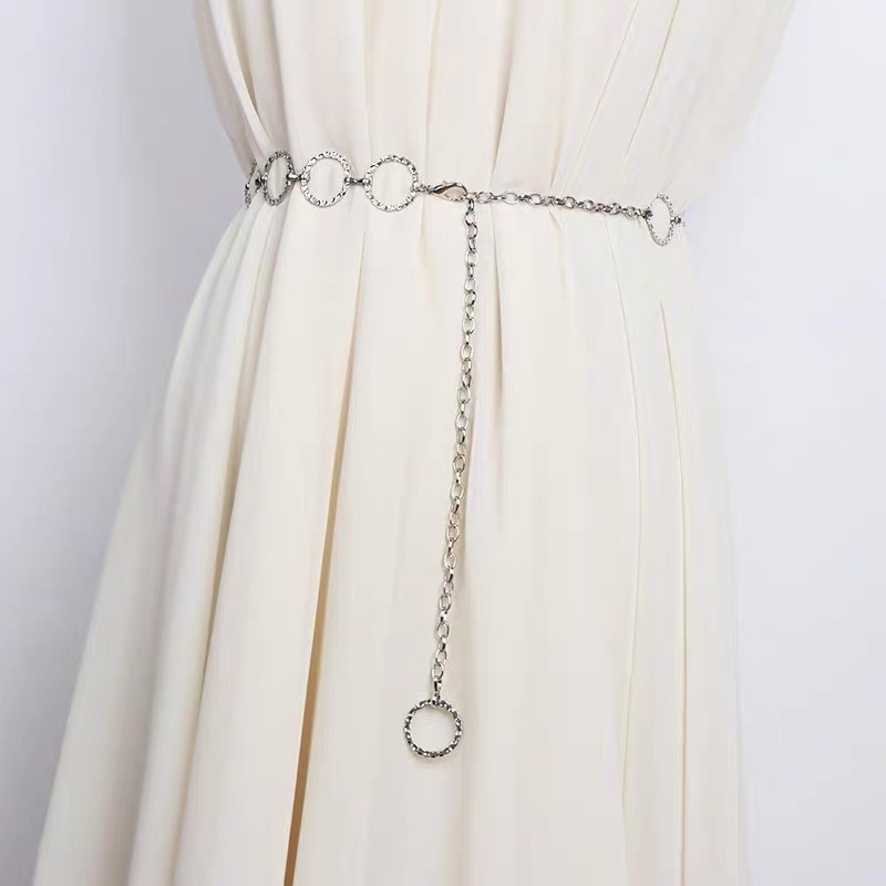 Thắt lưng chuỗi xích hình tròn dẹt Đai xích phối váy trendy