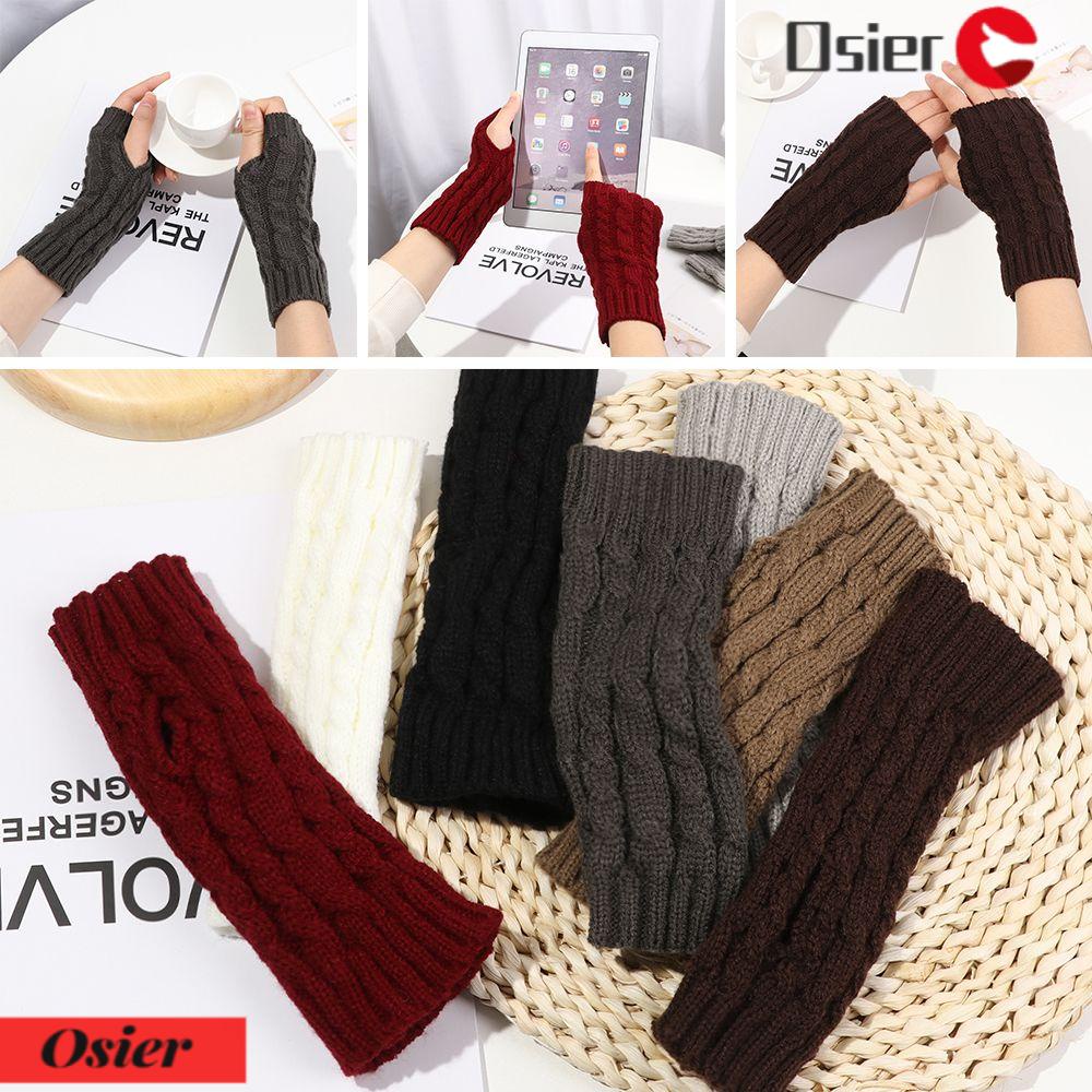 1 Găng Tay Len Dài Hở Ngón Co Giãn Dày Dặn Ấm Áp