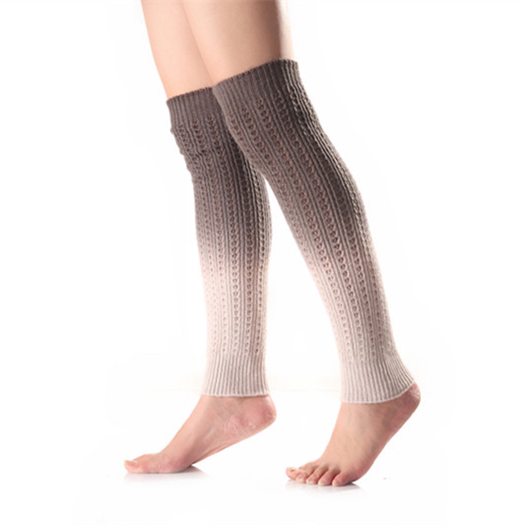 1 Cặp Găng Tay Dệt Kim Giữ Ấm Chân Chống Gió Màu Sắc Gradient Dành Cho Nữ Dùng Khi Tập Yoga