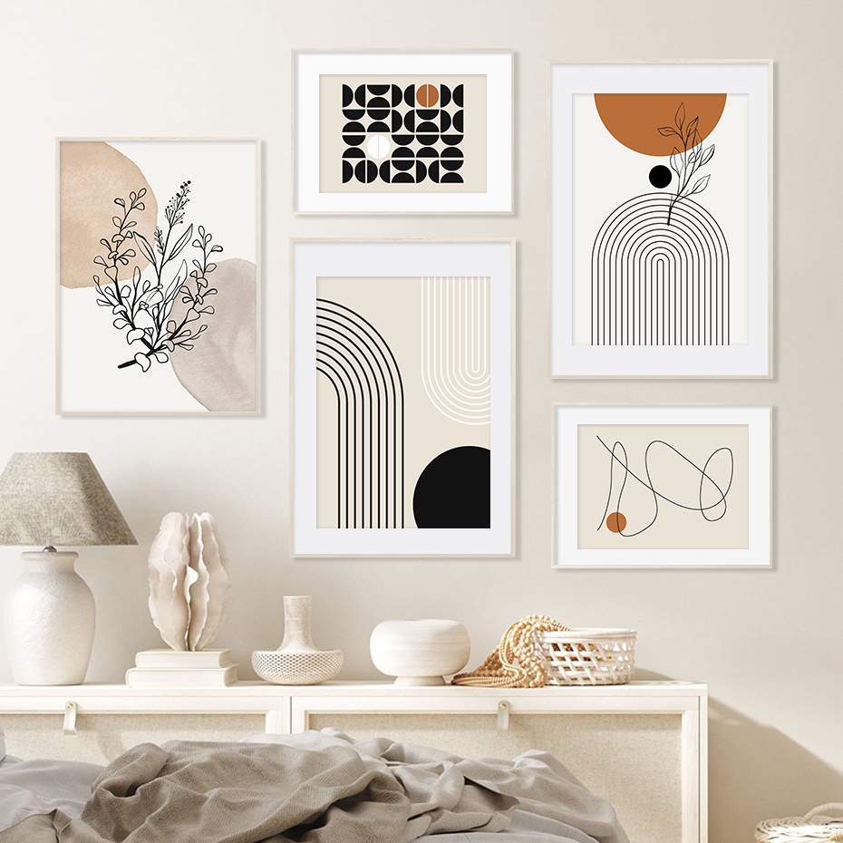 Tranh Vải Bạt Treo Tường In Hình Đường Kẻ Trừu Tượng Phong Cách boho Trang Trí Nhà Cửa