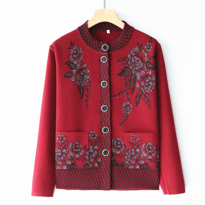 2023_Áo Len Cài Cúc Hoa Đính Đá Tặng Mẹ