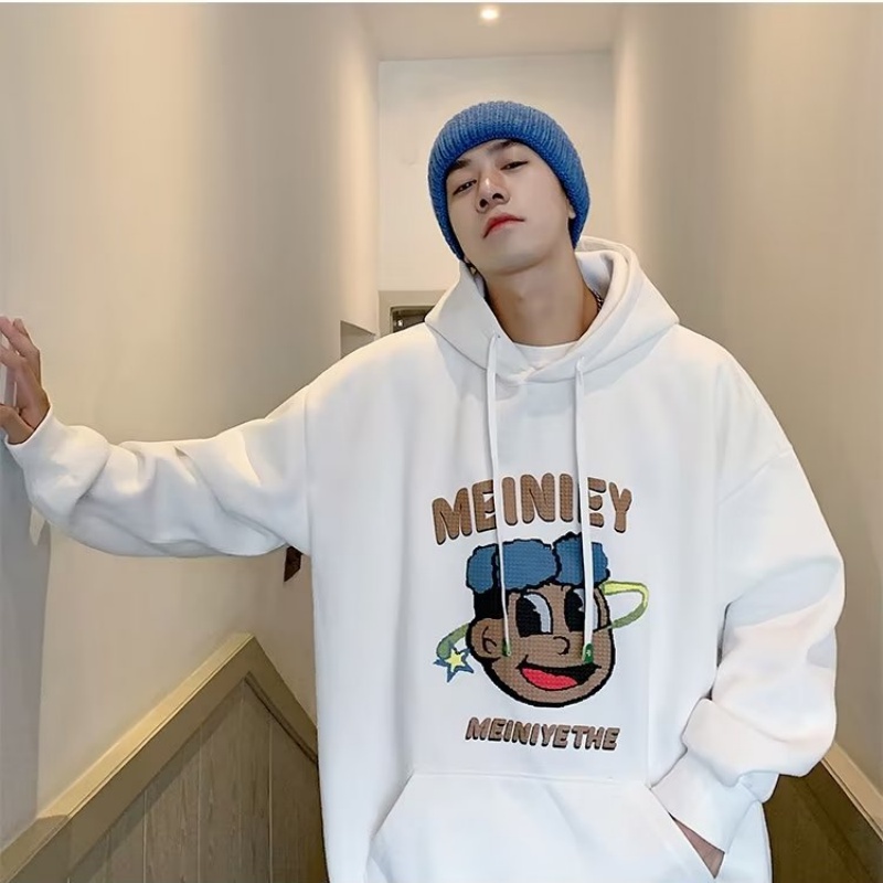 Áo Hoodie Dáng Rộng In Chữ Phong Cách Hiphop Đường Phố Hàn Quốc