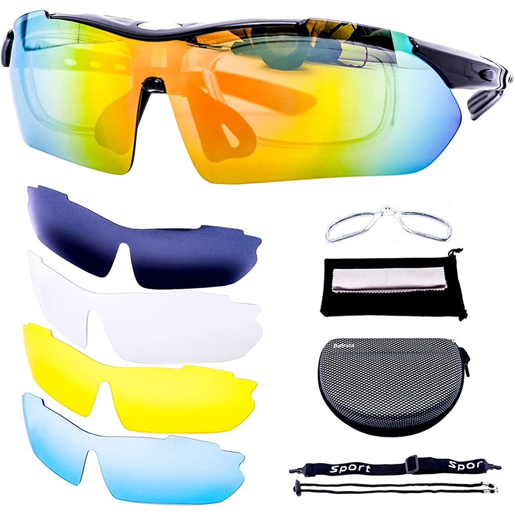 BỘ KÍNH THỂ THAO 5 TRONG 1 ĐI PHƯỢT, ĐI XE ĐẠP, XE MÁY &KÍNH THỜI TRANG 9IN1 ROBESBON