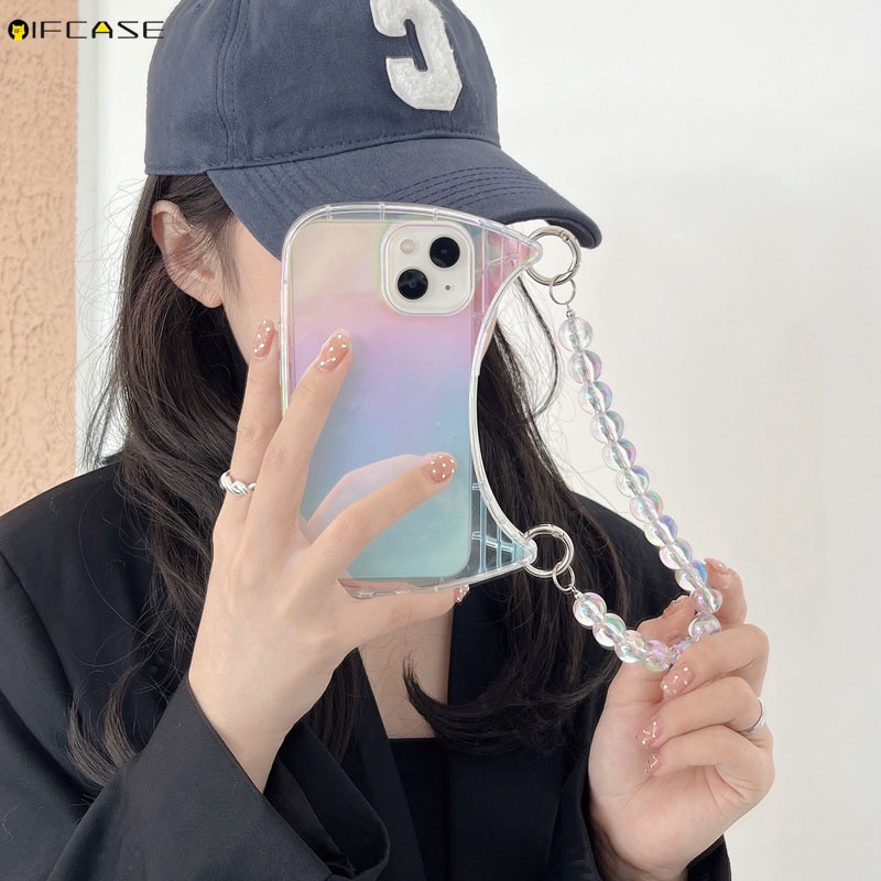 Ốp Điện Thoại Họa Tiết 3D Màu Gradient Có Dây Đeo Cho iPhone 14 Plus 14 13 12 11 Pro Max