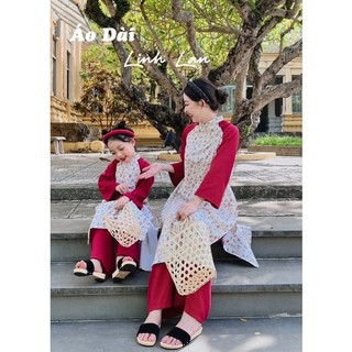 Áo dài đôi mẹ và bé Mick and Milk set áo dài Tết 2023 cho mẹ và bé gái màu đỏ