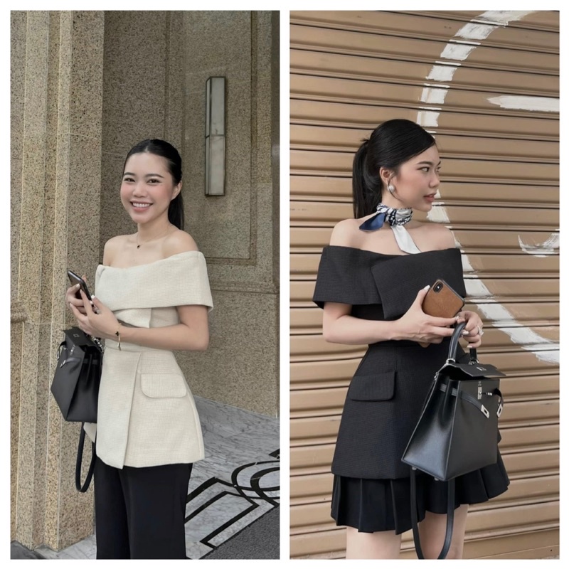 Áo weet trễ vai đan chéo chun vai