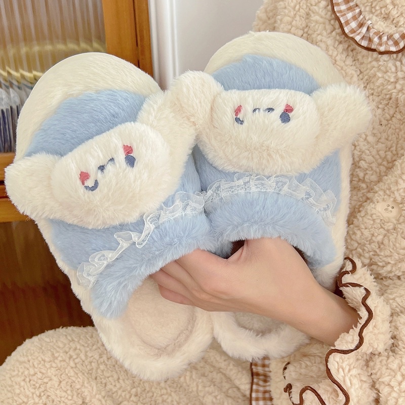 Dép bông hình gấu Lotso , thỏ cinnamoroll dễ thương đi trong nhà siêu ấm