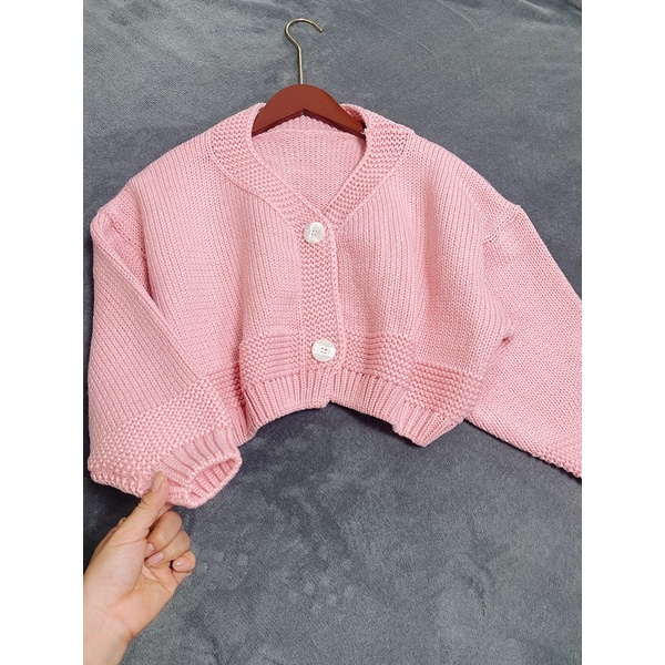 Áo len cardigan nữ trơn dáng ngắn hình shop tự chụp 100% | BigBuy360 - bigbuy360.vn