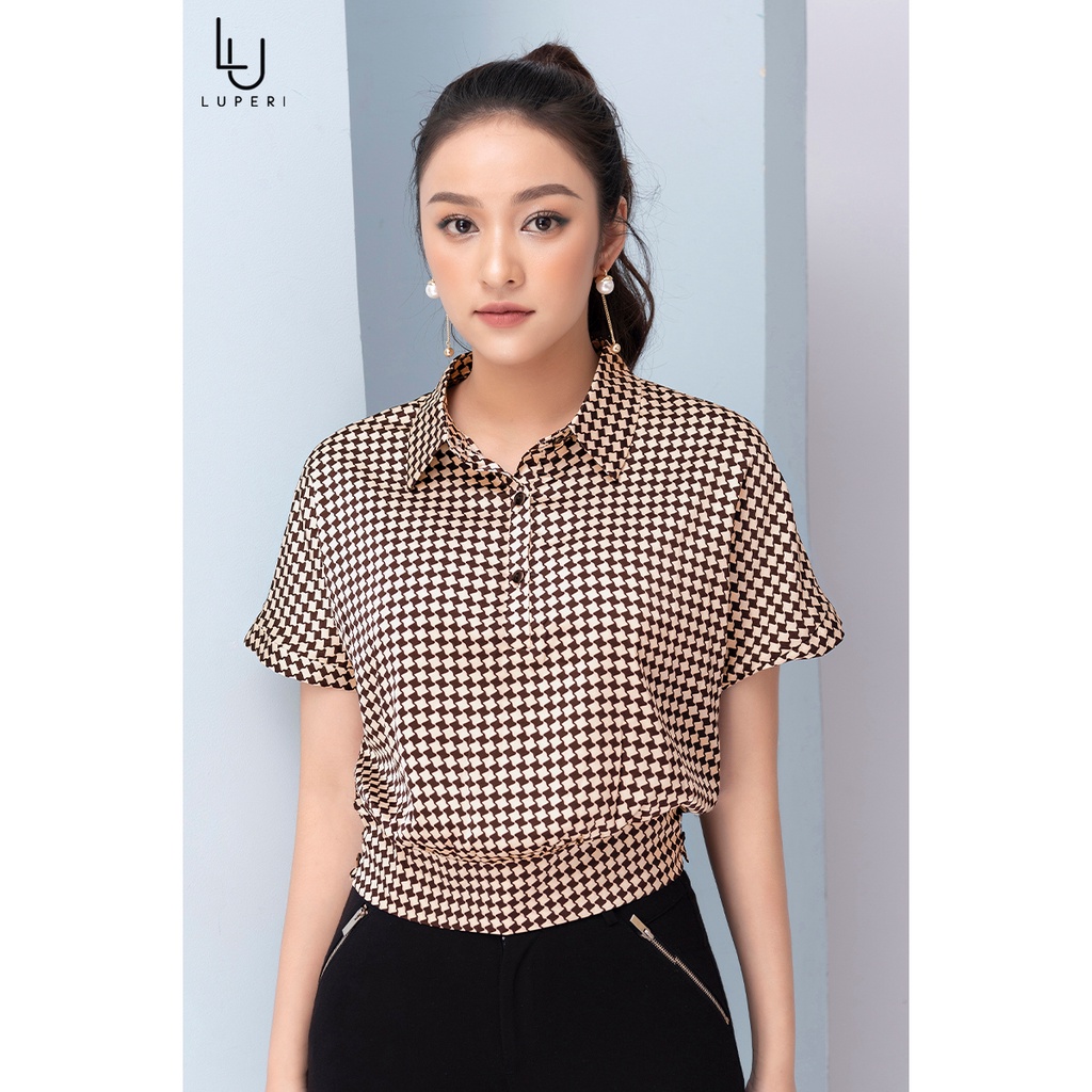 Áo sơ mi họa tiết cao cấp LUPERI LFSM1193 vằn trắng đen cách điệu tay lỡ bo gấu trẻ trung, hiện đại, dễ mix đồ