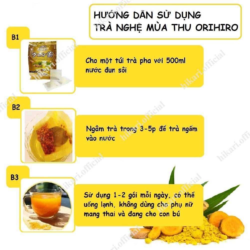 Trà nghệ mùa thu Orihiro Nhật Bản Ukon Tea tốt cho dạ dày, đẹp da, chống lão hóa 60 gói