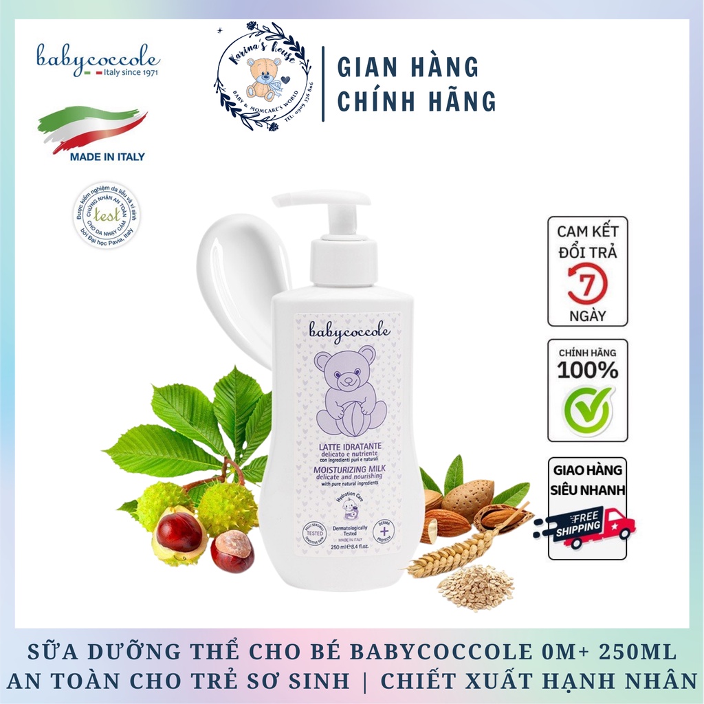 Sữa dưỡng thể cho bé Babycoccole 0M+ dưỡng da trẻ em & em bé từ sơ sinh chiết xuất hạnh nhân 250ml