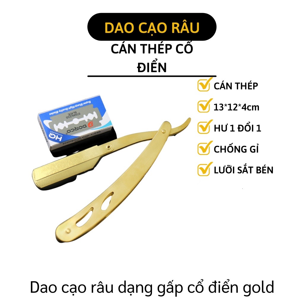 Dao Cạo Râu Tóc Mặt Mạ Vàng Cao Cấp  Đa Năng Sang Trọng Tặng 10 Lưỡi Dao [ Ảnh Thật Sản Phẩm ]