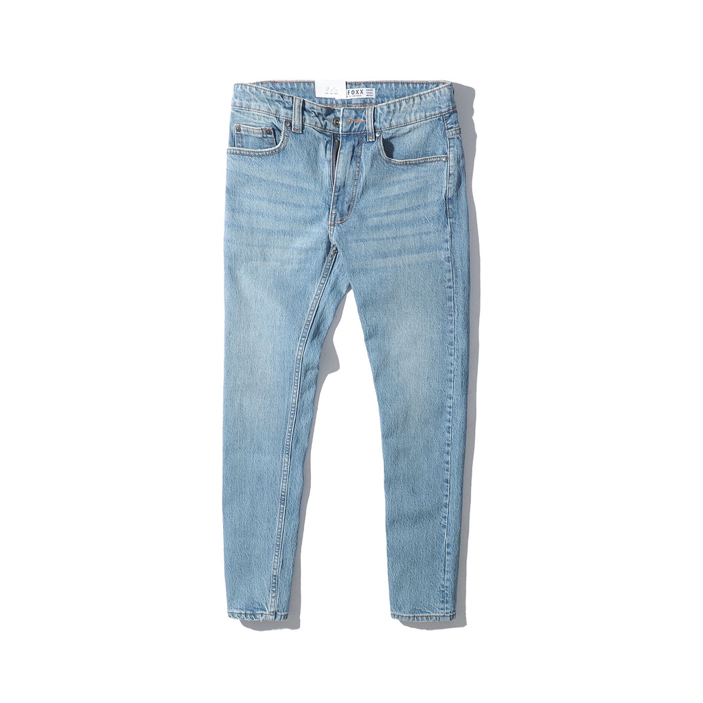 Quần jean nam, quần bò nam cao cấp slimfit DEFOXX xanh trơn wash 221053