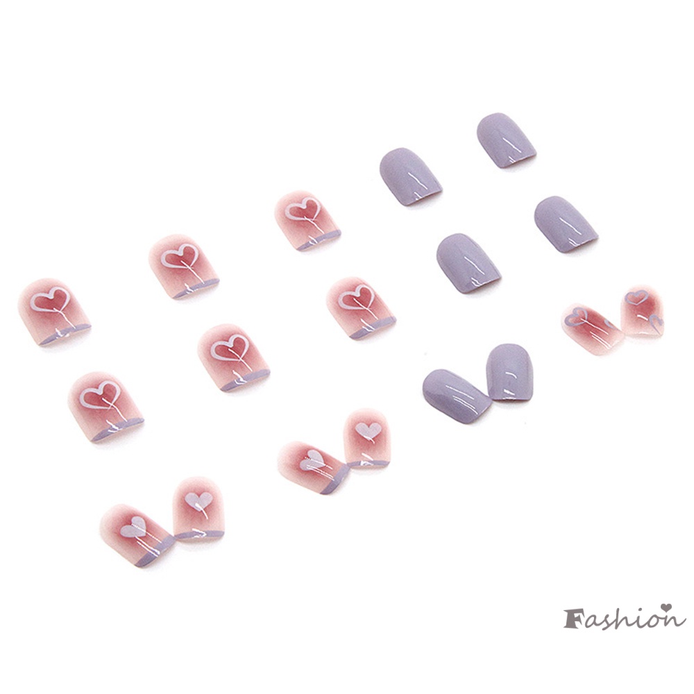 Bộ Móng Tay Giả Ngắn Bằng Acrylic Bóng Màu Xanh Dương Phong Cách Pháp Thời Trang Cho Nữ