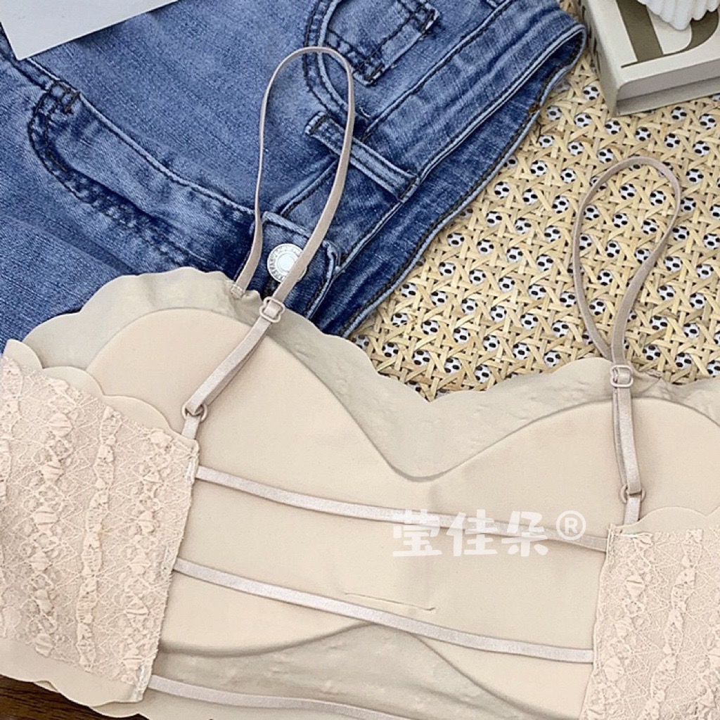Áo Lót Lụa Phối Ren Hở Lưng Quyến Rũ Dành Cho Nữ