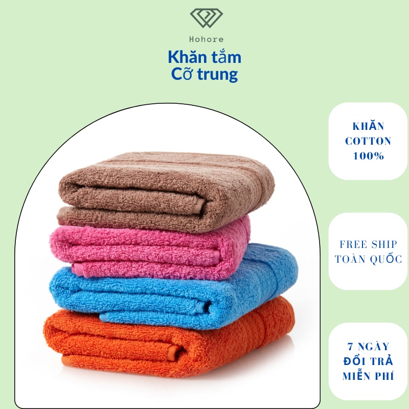 Khăn tắm, khăn gội Songwol chất liệu 100% cotton thấm hút tốt hàng xuất khẩu dư, kích thước 34x82 / 40x80