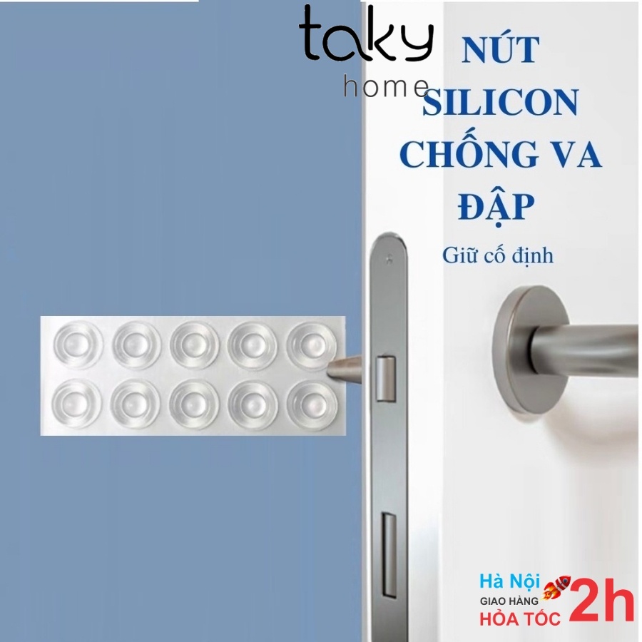 Set 10 Nút Đệm Silicone Trong Suốt Tự Dán, Chống Va Đập Cánh Cửa, Đồ Vật Tiện Dụng Trong Gia Đình, TakyHome 1750