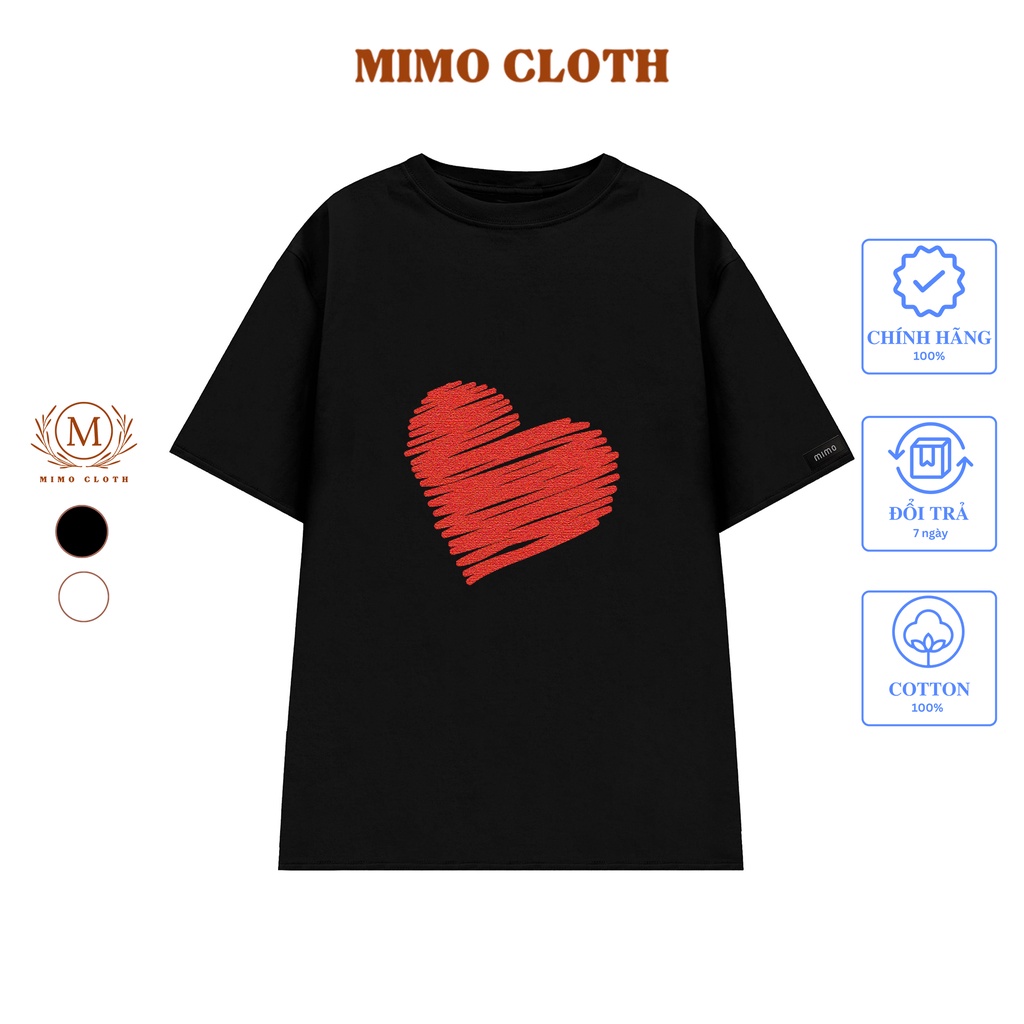 Áo Thun Local Brand Nam Nữ Unisex MIMOCLOTH Áo Đôi Red Heart