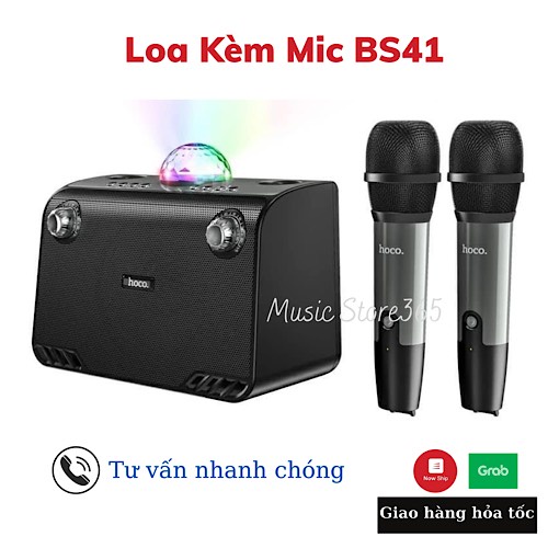 Loa Karaoke Bluetooth Bass Cực Chất Kèm 2 Mic hát Hoco BS41 - Chính Hãng (Bảo hành 1 năm) Music Store365