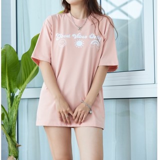 Áo thun HELI WEAR chữ Good vibes only, tay lỡ 3/4 unisex 100% cotton co giãn hai chiều