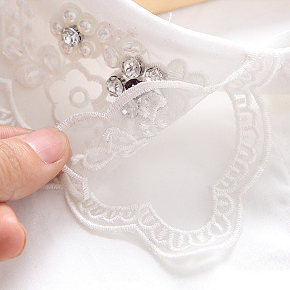 Cổ Áo Sơ Mi Giả Thêu Hoa Đính Đá Thời Trang Cho Nữ