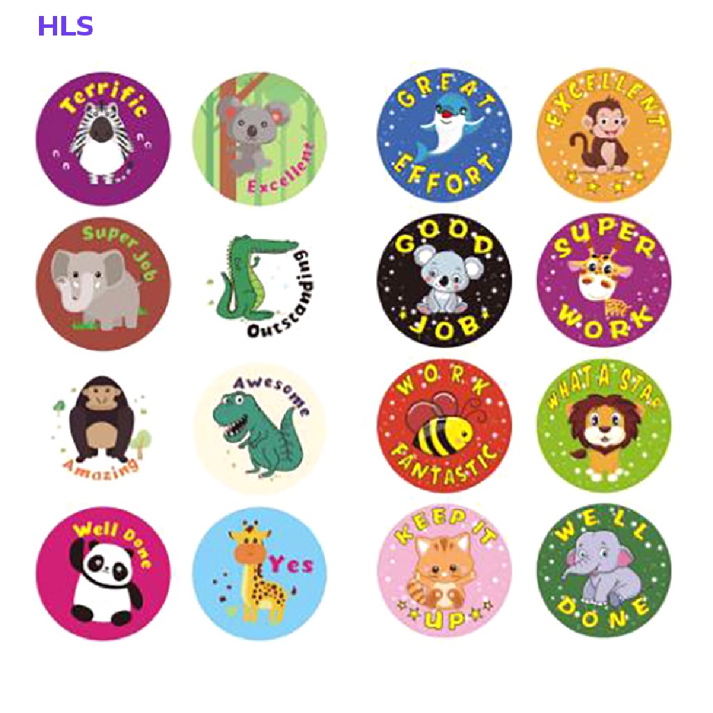 Cuộn 500 Miếng Dán Hình Động Vật Dễ Thương Dùng Làm Phần Thưởng Cho Học Sinh