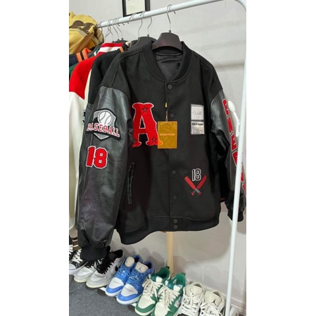 Áo khoác varsity ENERGY chất dạ dày dặn  phối tay da cao cấp