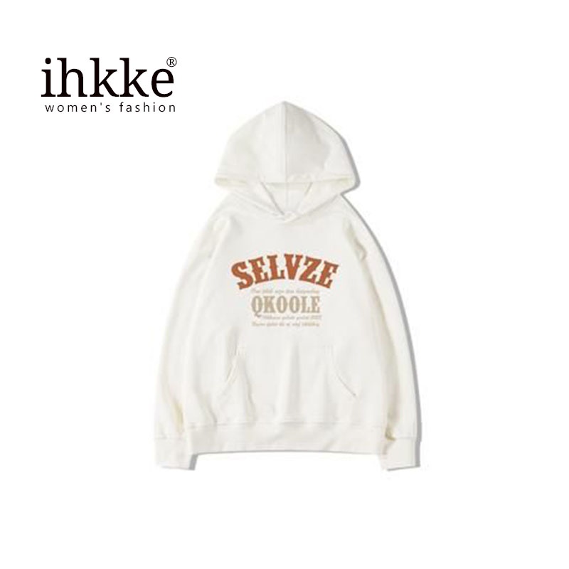 Áo hoodie sweatshirt IHKKE size lớn thiết kế đơn giản cổ điển phong cách Mỹ