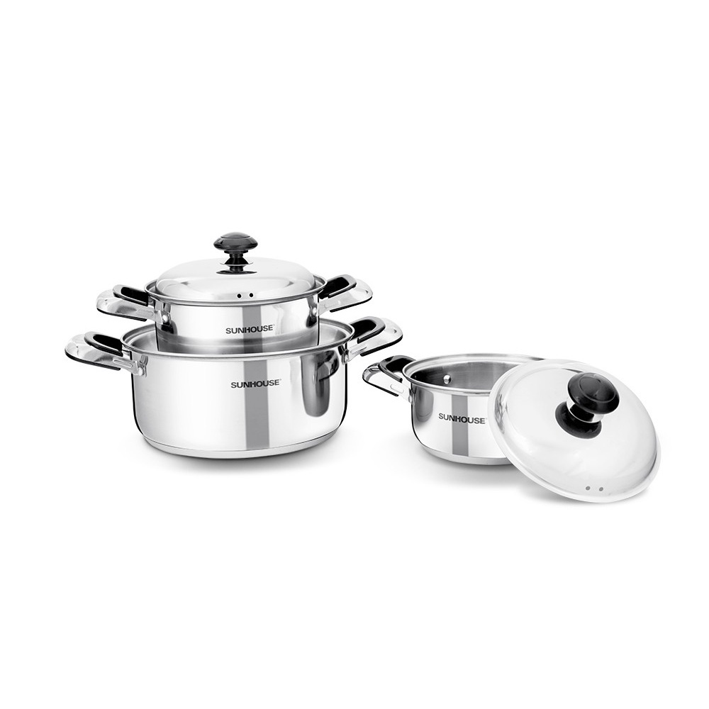 Bộ 3 Nồi inox 3 đáy Sunhouse SH334 SH224
