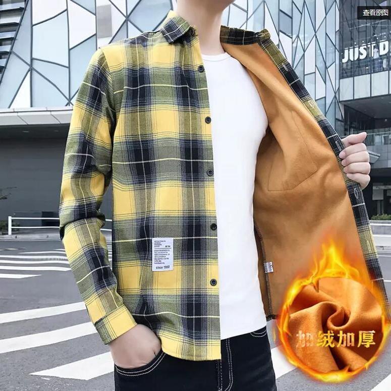 Áo Sơ Mi Tay Dài Lót Lông Cừu Dày Dặn Giữ Nhiệt Thời Trang Thu Đông Cho Nam [40% off]