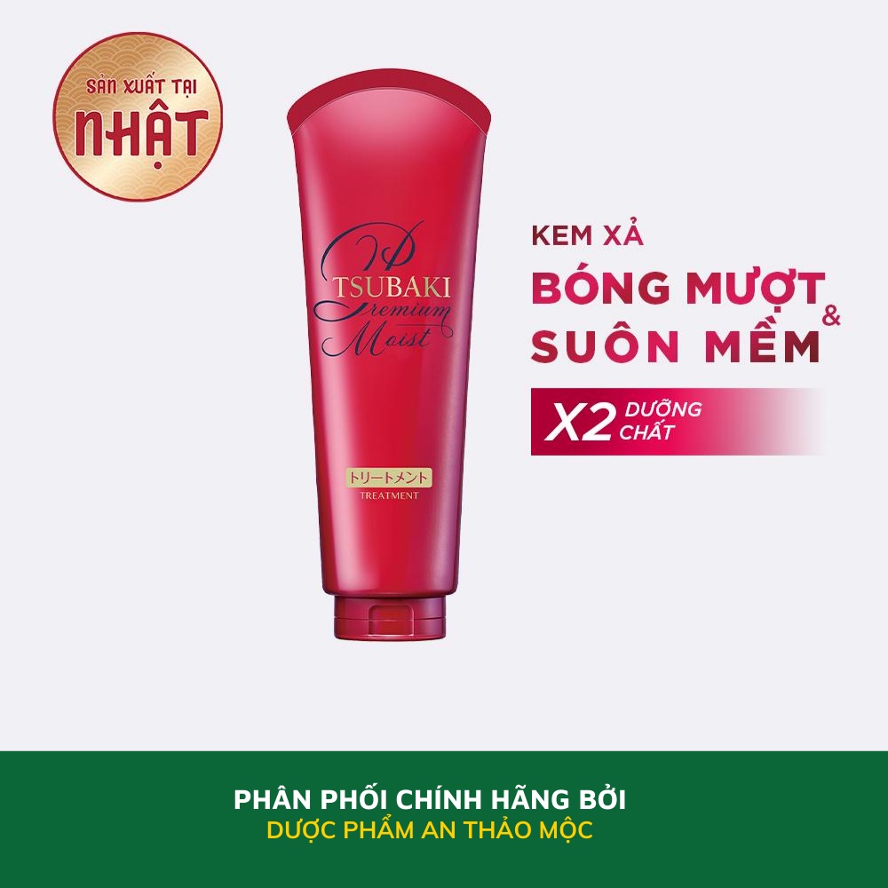 Kem xả Tsubaki Premium Moist dưỡng tóc bóng mượt phục hồi tóc khô xơ cấp ẩm chuyên sâu 180g