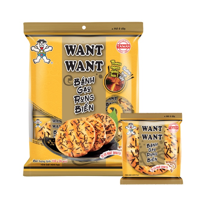 WANT WANT Bánh Gạo Rong Biển 118g (Vị Sốt Cá Ngừ Bonito)