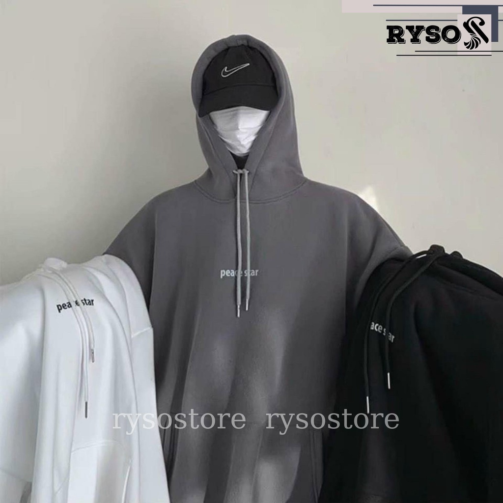 Áo khoác hoodie Ryso chất nỉ bông dày dặn loại 1 nón 2 lớp in chữ mặc cặp nam nữ basic uniex from rộng