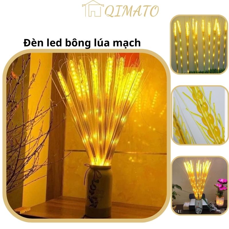 Đèn led bông lúa vàng bó 10 bông lúa mạch trang trí tết bàn thờ gia